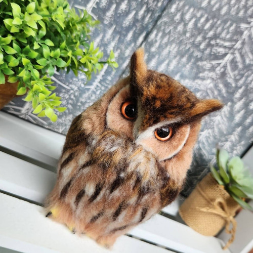 羊毛フェルト製置物 ワシミミズク 羊毛フェルト max910 通販 18142507