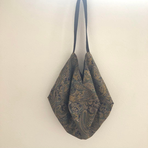 ハンドメイド 八角形のワンハンドルバッグ ぺたんこバッグ ミニバッグ  