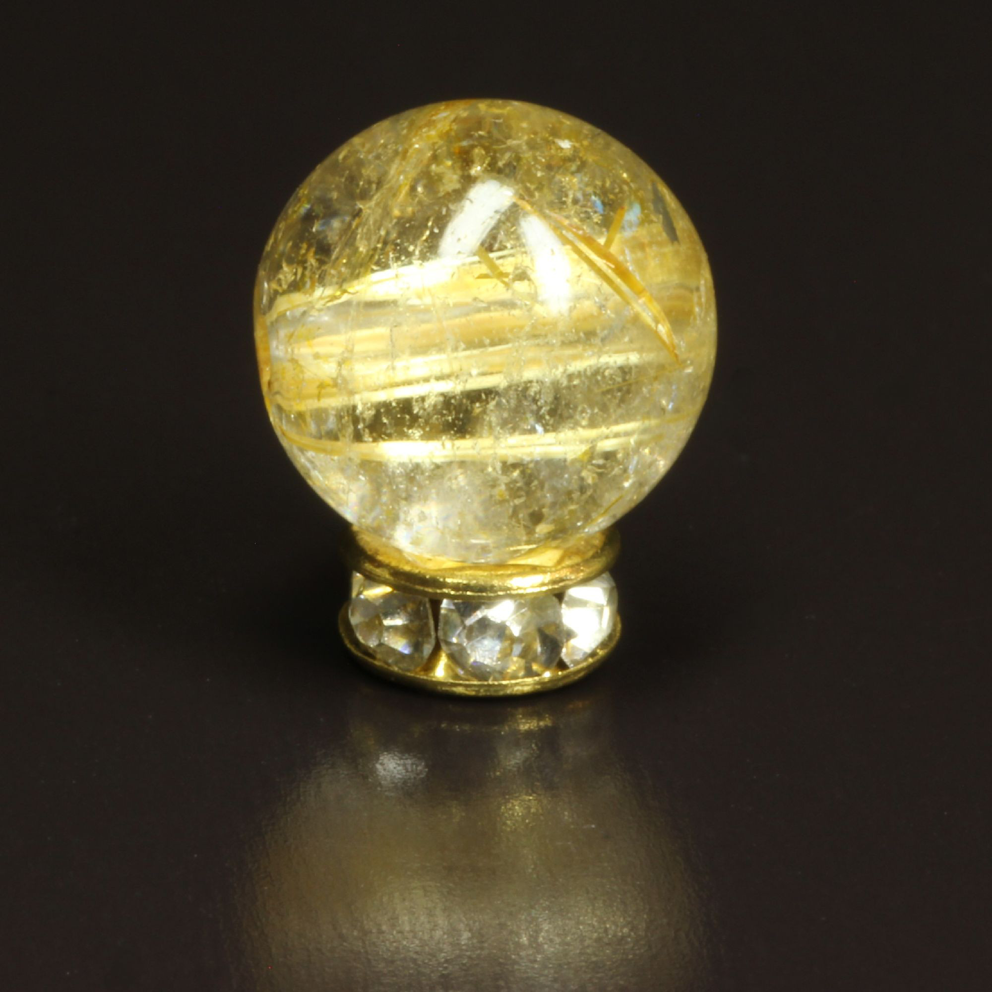 【黄金針がカッコいい】１０ミリ 一点物 1粒売り ゴールド タイチンルチル ＫＴＴ１５ 水晶のお守り効果 ハンドメイド