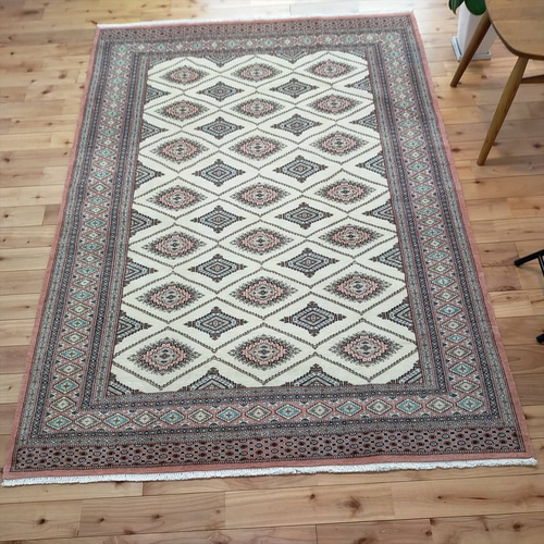 展示品 パキスタン 手織り ラグ 絨毯 カーペット 幾何学模様 幾何学的