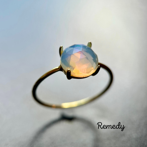 ローズカットオパールの一粒リング silver 925 18KGP【10月誕生石