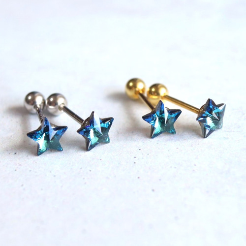 K18 18金　フックピアス　星　スター　キュービックジルコニア　♡ 星 スター キュービックジルコニア k18イエローゴールド フックピアス