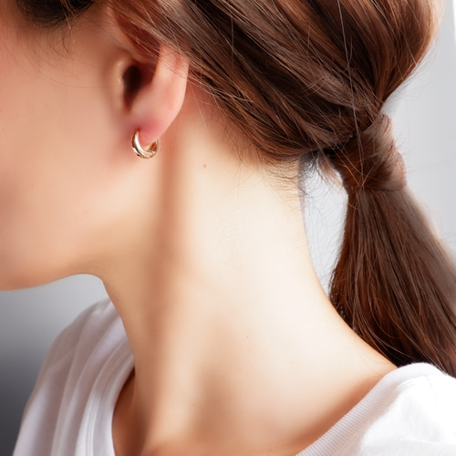 Carolina bucci フープピアス　ピンクゴールド ピンクゴールド]ドロップフープピアス – CENE