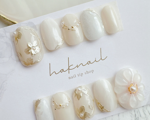 ニュアンスネイル　ぷっくりフラワー　結婚式　ブライダル　成人式　フレンチガーリー ニュアンスネイル フレンチガーリー ぷっくりフラワー 結婚式