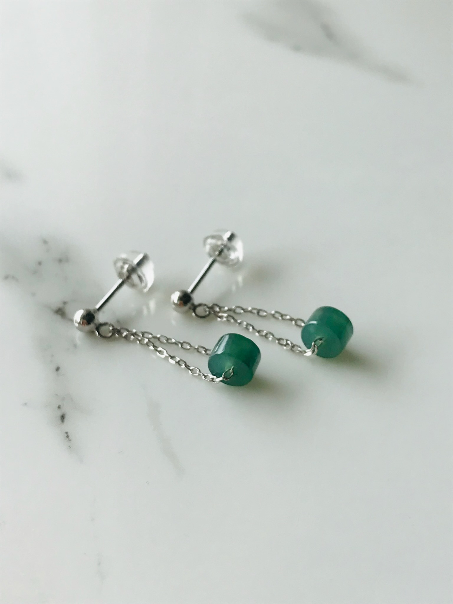 [P50-008] ジェイド　JADE  ヒスイ　本翡翠　ピアス　　天然石　一点物　グアテマラ産　グリーン　s925