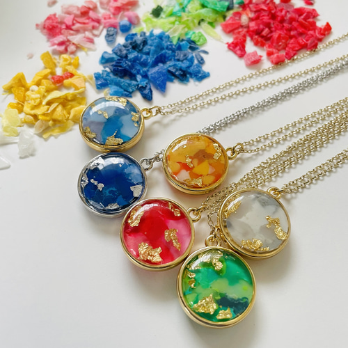 海洋プラスチックペンダントネックレス/着脱簡単/エシカル