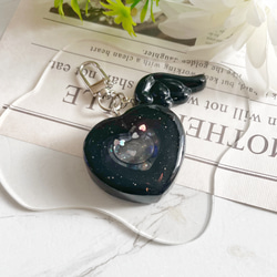 ダブルハートシェイカー 影山飛雄 レジン 天然石 ブラック シンプル