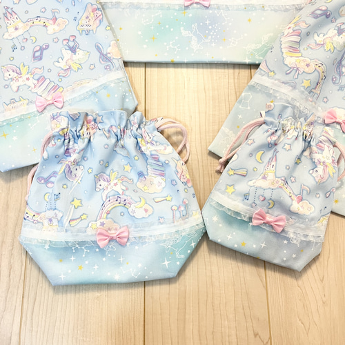 入園入学グッズ ユニコーン✖️ブルー パステル 5点セット