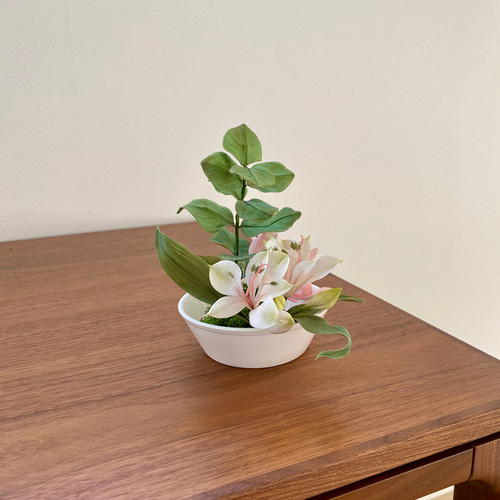 クレイクレイフラワー＊樹脂粘土のお花＊いけばなアート盆栽