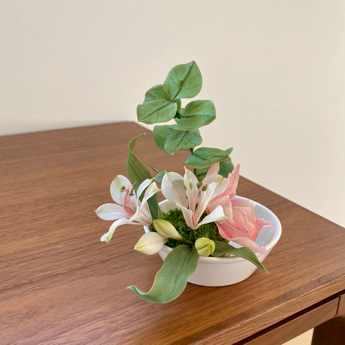 クレイクレイフラワー＊樹脂粘土のお花＊いけばなアート盆栽