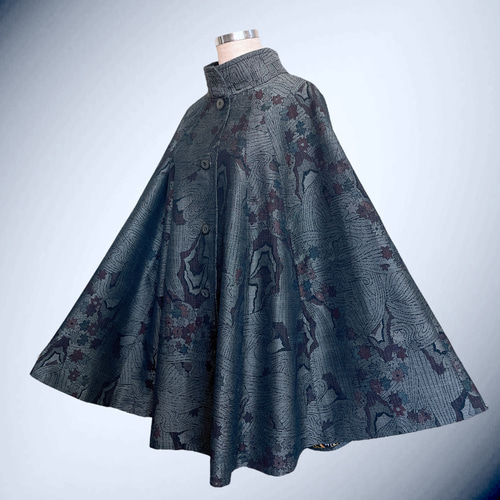 高級仕立て ケープ コート 裏地付き 着物リメイク ポンチョ 洋装 和装