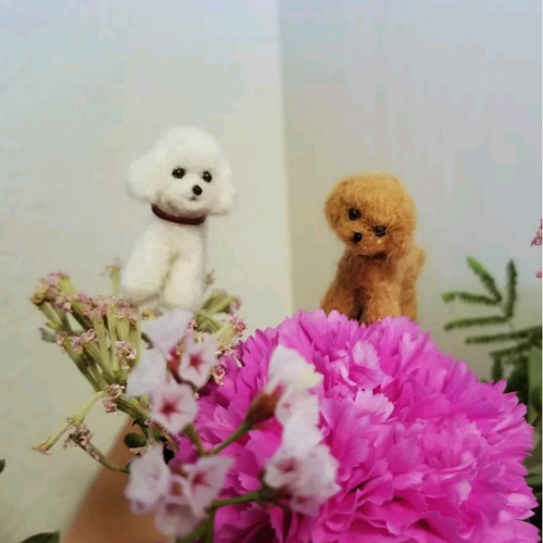 ピック フラワーアレンジに添えて 犬好き 猫好き 羊毛フェルト