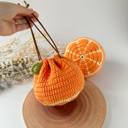 七五三にも！ころんと飾れるみかんの巾着袋（大きいサイズ） 浴衣