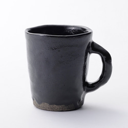 ☆黒楽マグカップ☆楽焼 黒楽 手描き 伝統 茶道具 贈り物にも