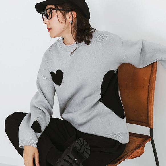 SALE】トレーナー感覚できるお洒落ニット もちっと柔らか触感 厚手