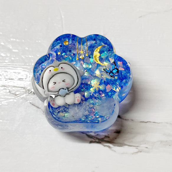 ぷにぷに 肉球キーホルダー レジン スクイーズ 天然石 名入れ 氷