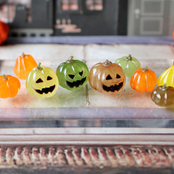 カボチャ型ガラス装飾品 財富丰收 ガラスのハロウィン・ミニチュアジャックオランタン・かぼちゃ畑（半