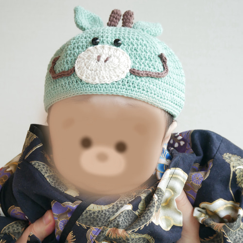 干支帽子 年賀状 辰年 ベビーキャップ ハンドメイド 帽子(ベビー 