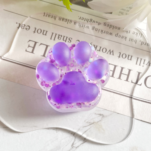 シェイカー 肉球キーホルダー レジン 天然石 名入れ シンプル 蝶