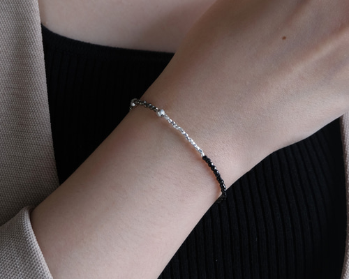 svart og pýrít bracelet：天然石パイライト/ブラックスピネル