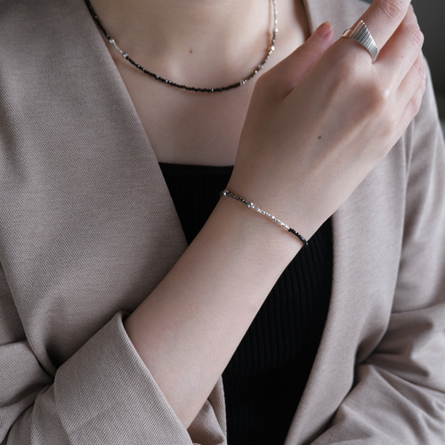 svart og pýrít bracelet：天然石パイライト/ブラックスピネル