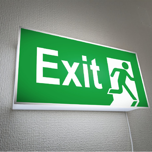 Lサイズ 壁掛け】EXIT 非常口 出口 避難灯 アメリカン 店舗 自宅