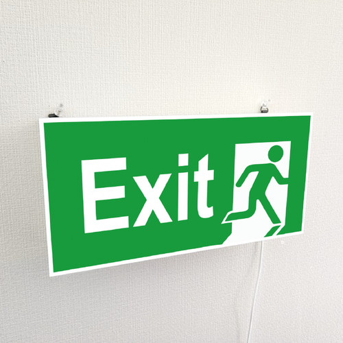 Lサイズ 壁掛け】EXIT 非常口 出口 避難灯 アメリカン 店舗 自宅