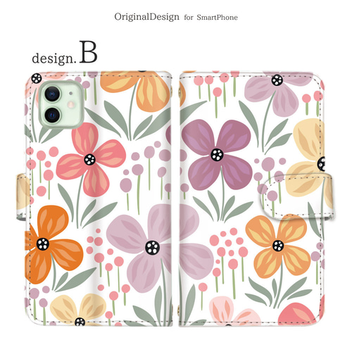 スマホケース 手帳型 全機種対応 iPhone android対応 花柄 フラワー