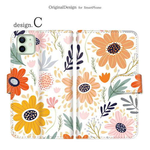 スマホケース 手帳型 全機種対応 iPhone android対応 花柄 フラワー
