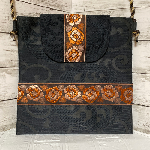 帯とインド刺繍リボンのリメイクバッグ ショルダーバッグ アトリエ