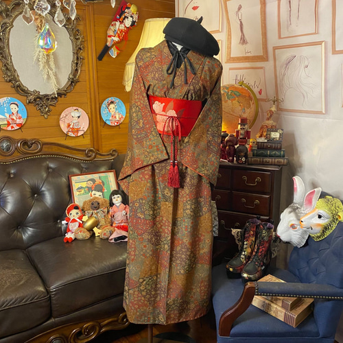 和洋折衷 着物 リメイク ロング 丈 ワンピース ドレス 洗える 和洋折衷 着物 リメイク ロング 丈 ワンピース ドレス 洗える
