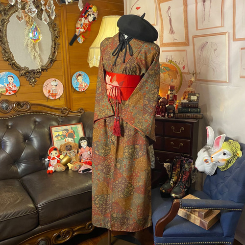 和洋折衷 着物 リメイク ロング 丈 ワンピース ドレス 洗える 和洋折衷 着物 リメイク ロング 丈 ワンピース ドレス 洗える