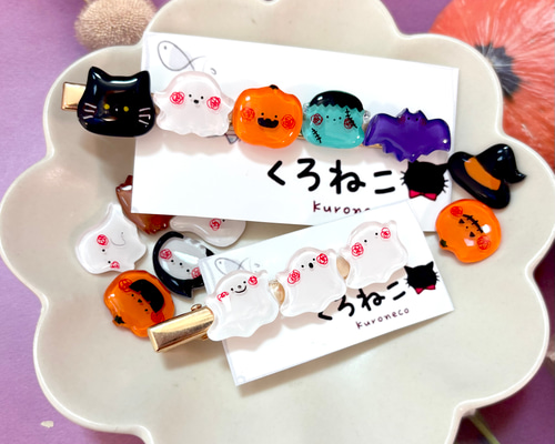 【オーダー♡ 星スティックおばけ/かぼちゃランタンおばけ 】ヘアクリップ　髪ゴム 選べる！ハロウィン ヘアクリップ(6cm・8cm)【ジャック・オー
