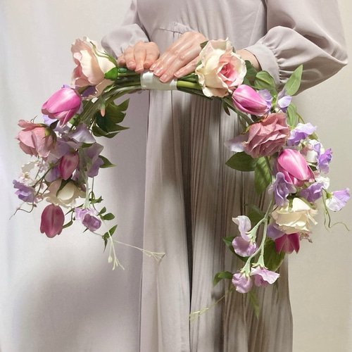 バレリーナブーケ　ブーケ　ウェディングブーケ くすみオレンジ胡蝶蘭♪バレリーナブーケ ウェディングブーケ