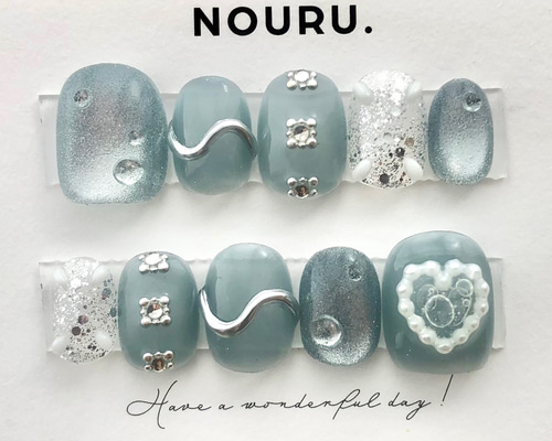 キラキラソーダ【サイズオーダー制】￤ネイルチップ 夏 爽やか 水色