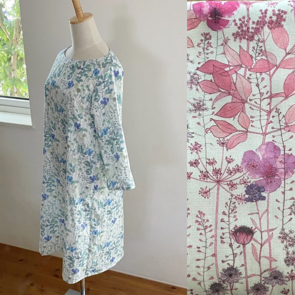 【別柄あります】リバティプリントのチュニックワンピース＊イルマ×ベリーピンク【受注製作】