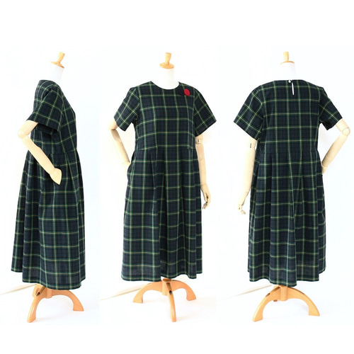 c_o_c_o_r_o タータンチェック「グリーンネイビー」チェック柄のリネン