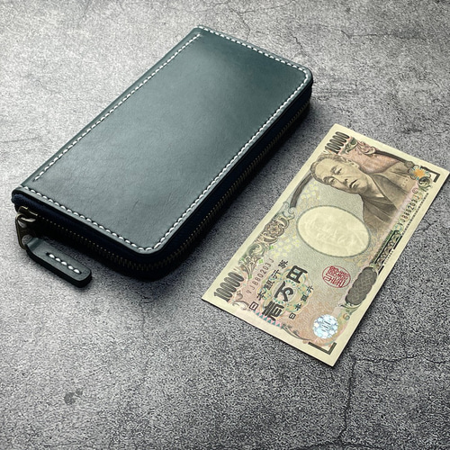 スリムでコンパクトな本革長財布　ハンドメイド レザークラフト優 小さい長財布 栃木レザー 財布 レディース メンズ L