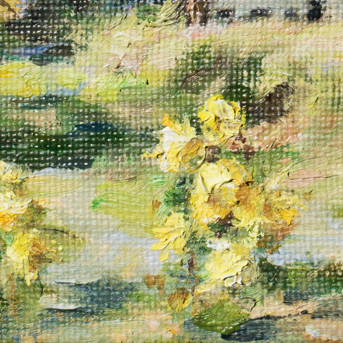野菊と秋彩の白馬】 油絵原画 一点物 額縁付 豪華プレゼント付き