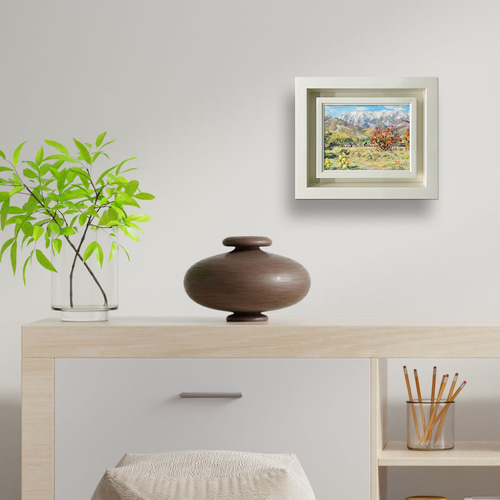 原画　一点もの　白い花-F10 油彩 額縁込み 原画 一点もの 白い花-F10 油彩 額縁込み