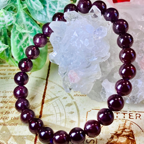 ルビーとスター入りガーネットのブレスレット 実りの象徴°⌖꙳ スターガーネット ブレスレット 16cm ブレスレット