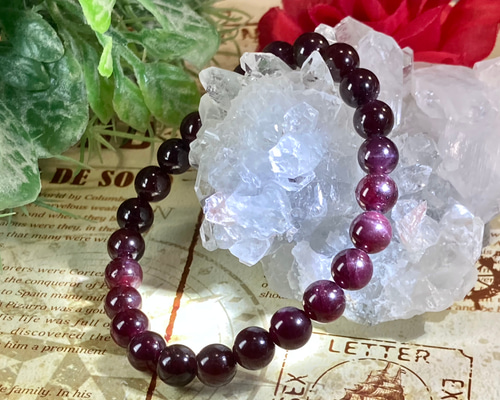 ☆高級品質！福運招財宝珠③！極美！スター ガーネット ブレス