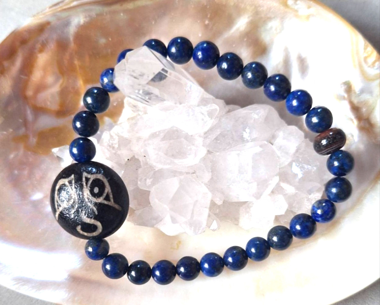 まんまるな天珠さん‼️佛龍眼天珠.薬師天珠さんの ブレスレット