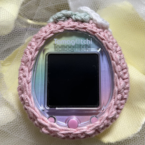 上品スタイル たまごっちカバー＊きらきらピンクいちご＊スマート・uniサイズ トートバッグ