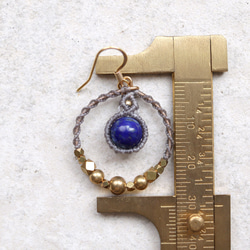 エキゾチックフープラピスラズリマクラメピアスmacp112天然石エスニックアジアンエキゾチックなアレルギーフリーピアス 7枚目の画像