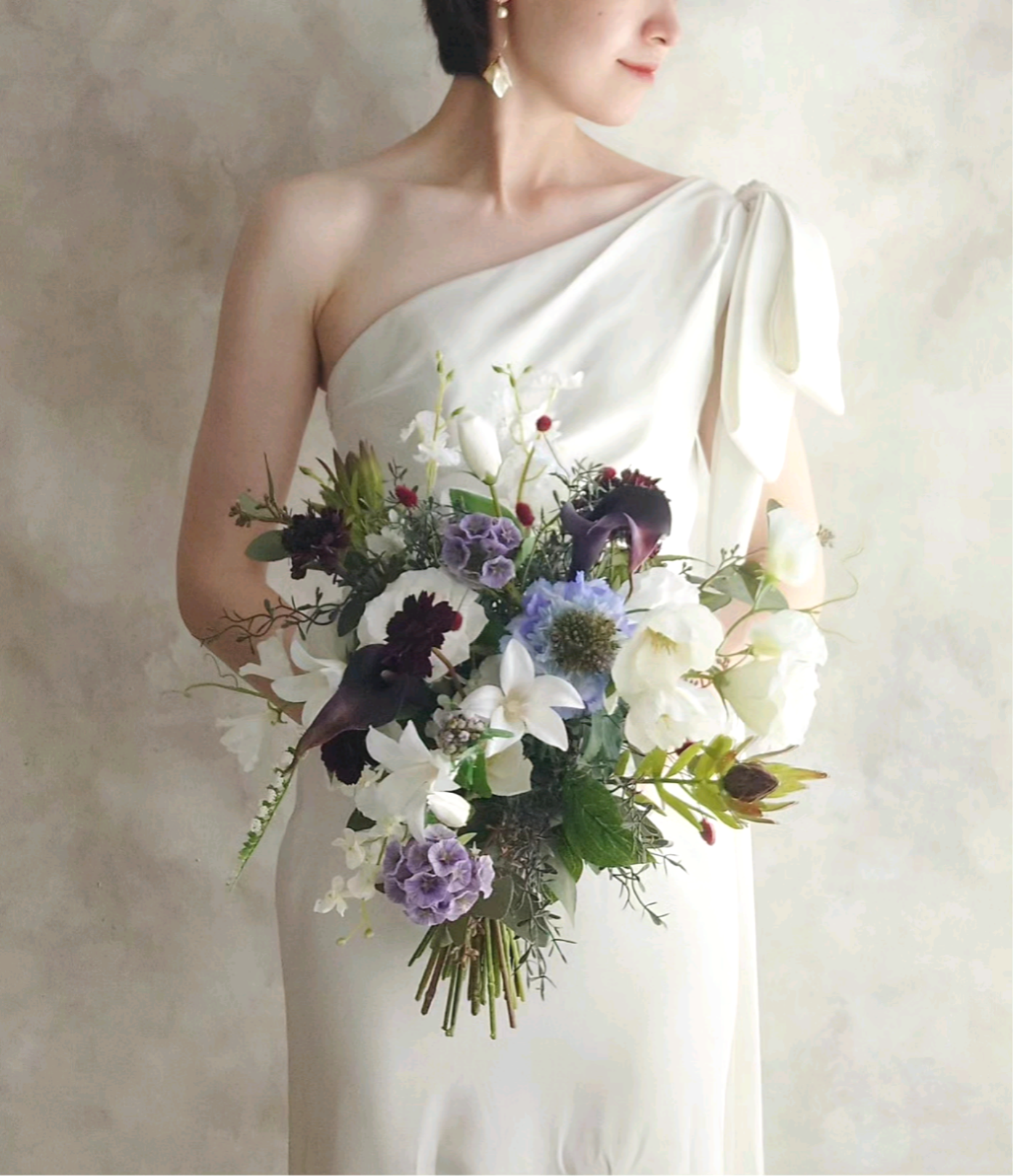 【即納品可能】シックな大人モダンブーケ/高品質造花ブーケ/パープルブーケ/アーティフィシャルフラワー