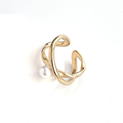 美品☆K18WG☆高品質ダイヤ0.3ct☆二連風リング☆イヤーカフ 2WAY 付けっぱなしOK！ステンレス 二連ラウンド イヤーカフ兼リング