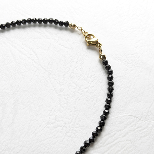 天然　ブラックスピネル　一連ネックレス 天然石 ブラックスピネル シンプル一連ネックレス ～留め金具パターン