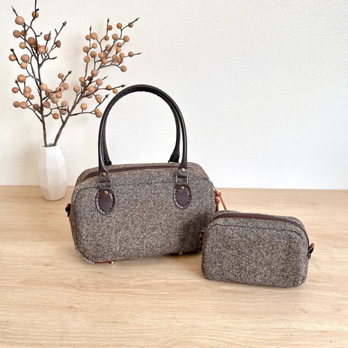 creema限定福袋】ウールツイードのころんとスクエア2WAYボストンバッグ  