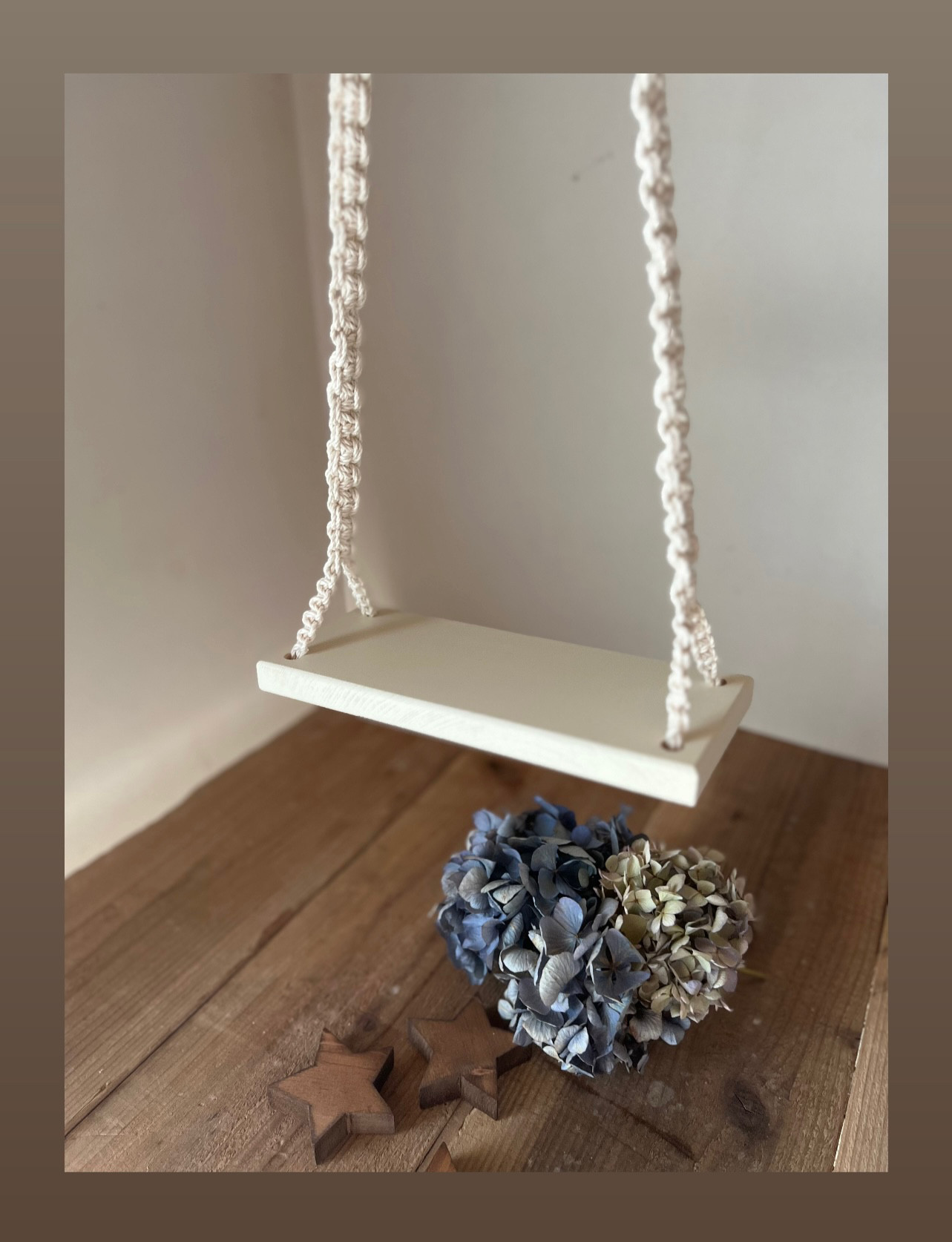 二ューボーンフォト　撮影用雑貨　撮影雑貨　ブランコ　マクラメ　ロープ　四つ穴タイプ　クリームバニラ